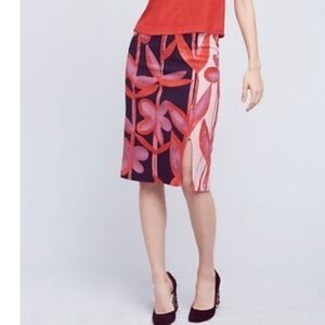 ANTHROPOLOGIE Maeve Cordyline‎ Pencil Front Split Skirt